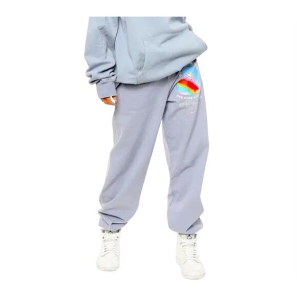 Boys Lie "My Favorite Lies" Light Blue Sweatpants, size S - Picture 1 of 10